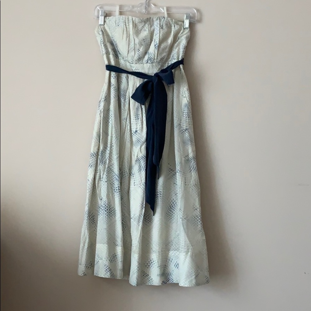 edmé & esyllte blue & white cotton midi dress, size 4